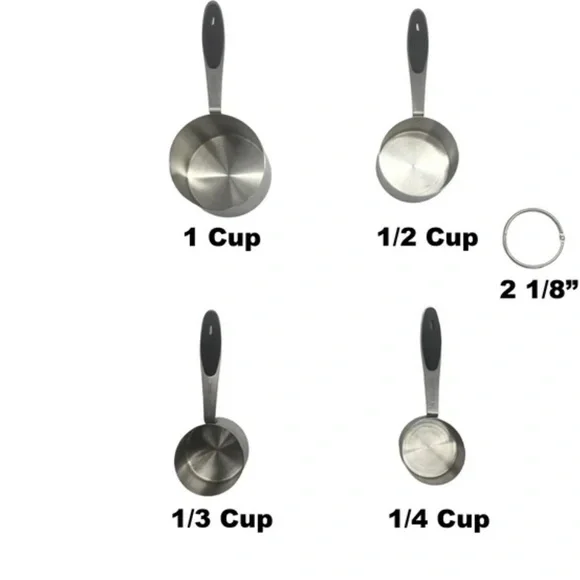 Mainstays 4-Piece Stainless Steel Measuring Cups Easy Grip Handles Silver - Picture 4 of 8
